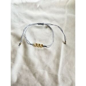 Triple heart gold and grey friendship bracelet